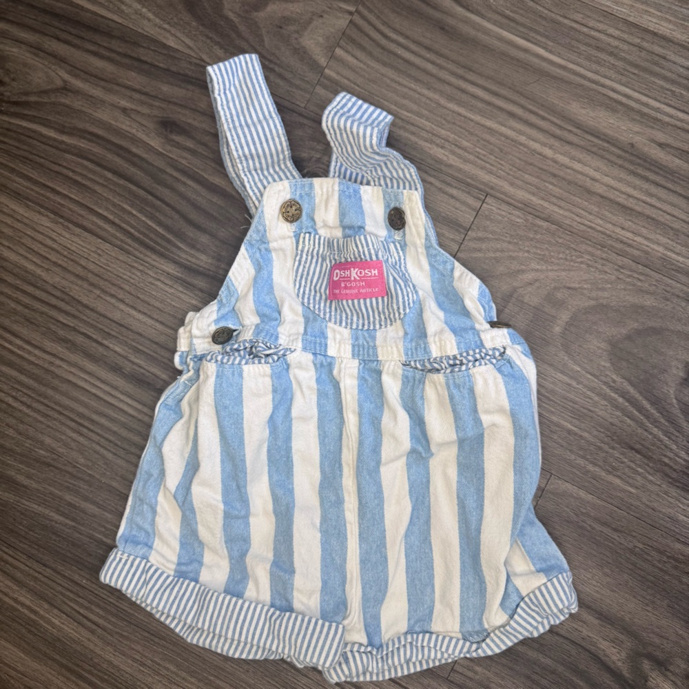 Vintage Oshkosh B’Gosh Blue and White Striped Baby Overalls